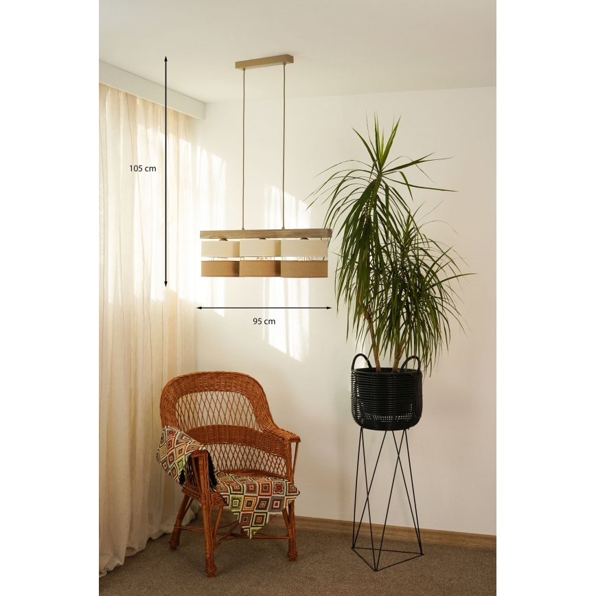 Brilagi - Suspension filaire FOREST 3xE27/15W/230V pin/beige/crème