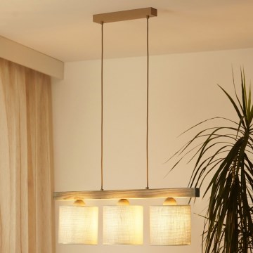 Brilagi - Suspension filaire FOREST 3xE27/15W/230V pin/marron/crème