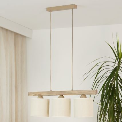 Brilagi - Suspension filaire FOREST 3xE27/15W/230V pin/marron/crème
