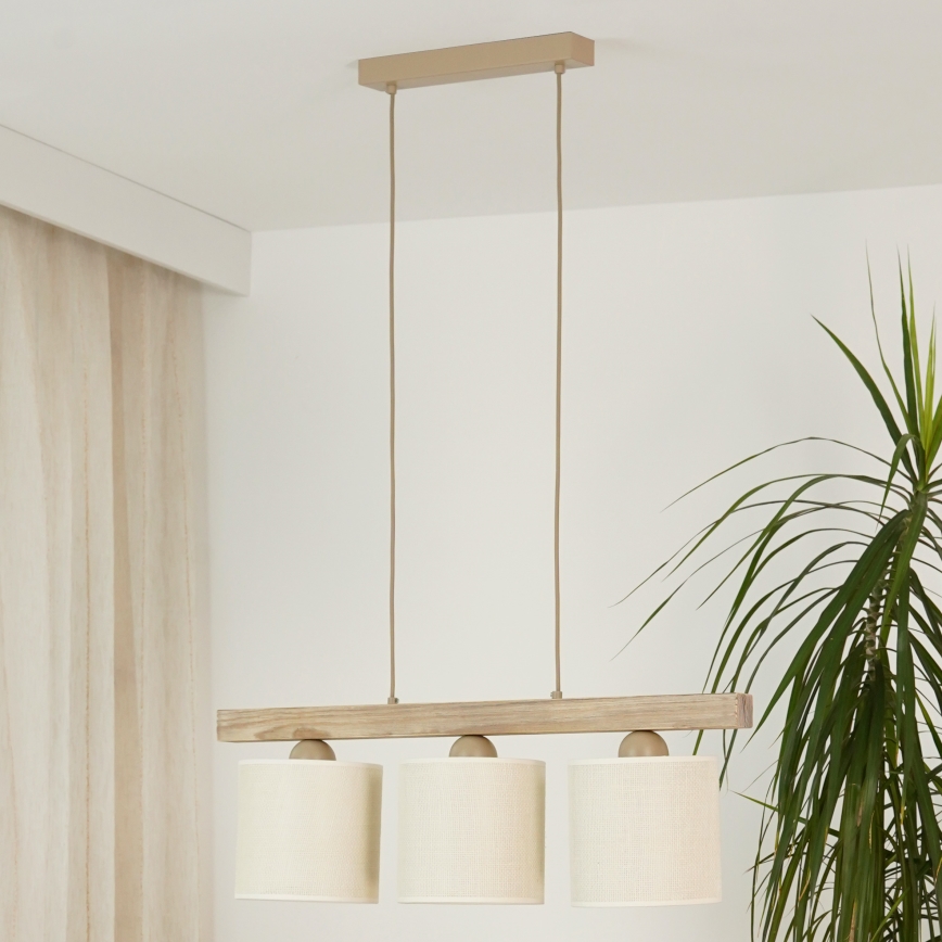 Brilagi - Suspension filaire FOREST 3xE27/15W/230V pin/marron/crème