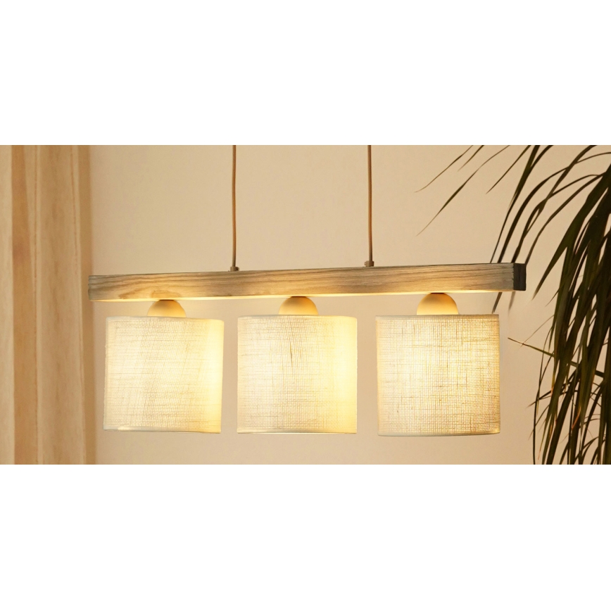 Brilagi - Suspension filaire FOREST 3xE27/15W/230V pin/marron/crème