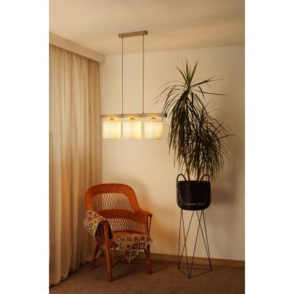 Brilagi - Suspension filaire FOREST 3xE27/15W/230V pin/marron/crème