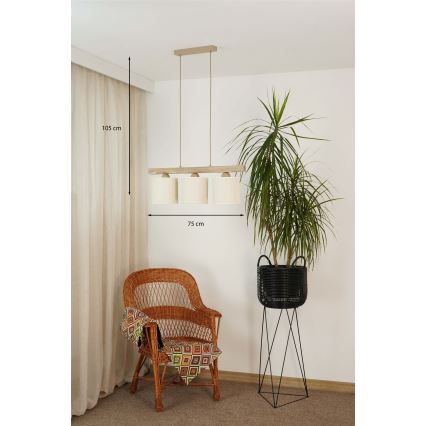 Brilagi - Suspension filaire FOREST 3xE27/15W/230V pin/marron/crème