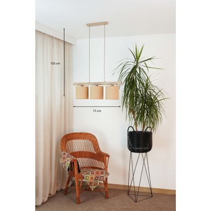 Brilagi - Suspension filaire FOREST 3xE27/15W/230V pin/marron