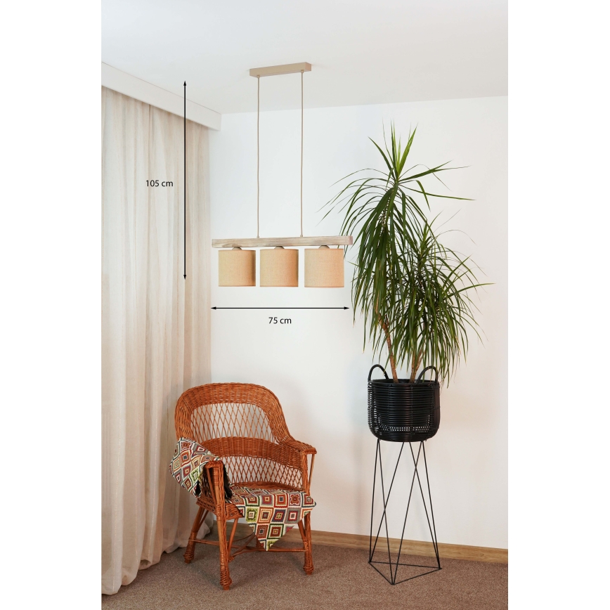 Brilagi - Suspension filaire FOREST 3xE27/15W/230V pin/marron