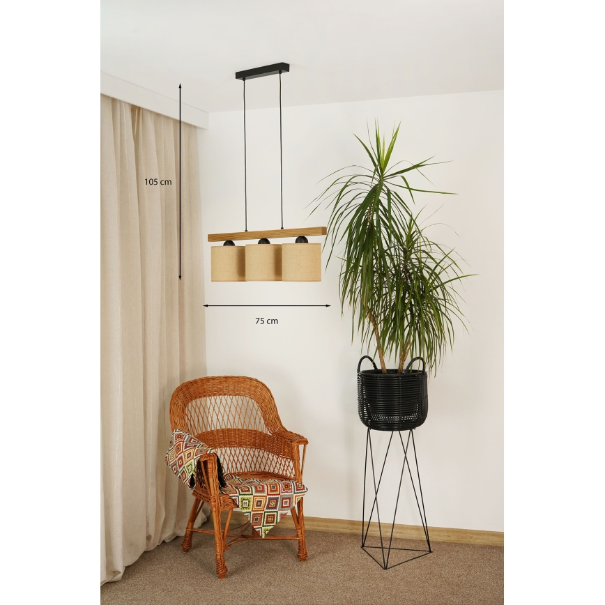 Brilagi - Suspension filaire FOREST 3xE27/15W/230V pin/marron/noir