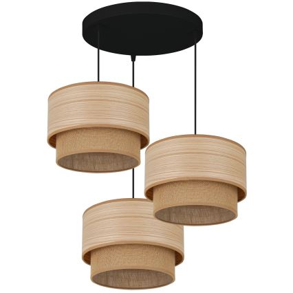 Brilagi - Suspension filaire MONTANA BOHO 3xE27/15W/230V marron/noir