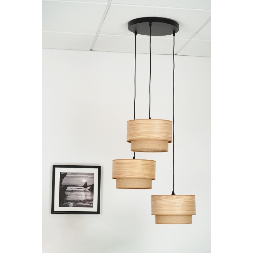 Brilagi - Suspension filaire MONTANA BOHO 3xE27/15W/230V marron/noir