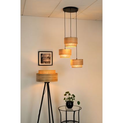 Brilagi - Suspension filaire MONTANA BOHO 3xE27/15W/230V marron/noir