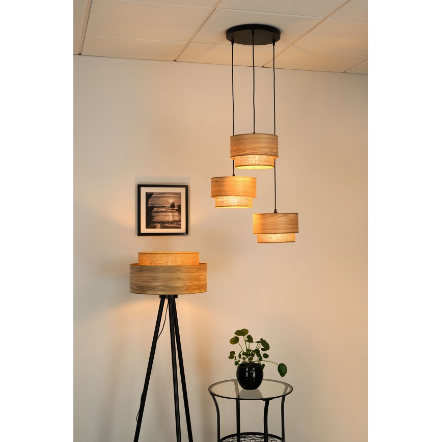 Brilagi - Suspension filaire MONTANA BOHO 3xE27/15W/230V marron/noir