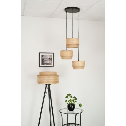 Brilagi - Suspension filaire MONTANA BOHO 3xE27/15W/230V marron/noir