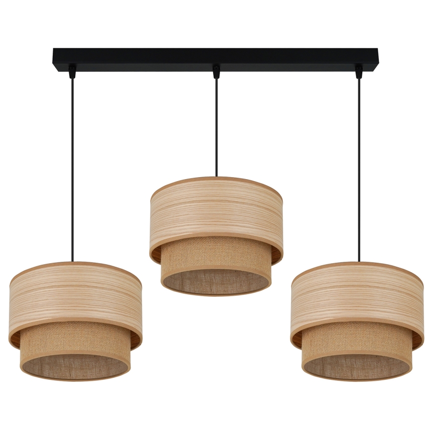 Brilagi - Suspension filaire MONTANA BOHO 3xE27/15W/230V marron/noir