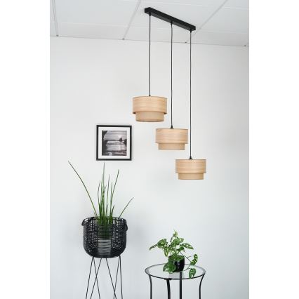Brilagi - Suspension filaire MONTANA BOHO 3xE27/15W/230V marron/noir