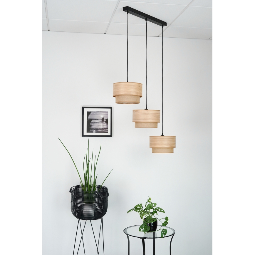 Brilagi - Suspension filaire MONTANA BOHO 3xE27/15W/230V marron/noir