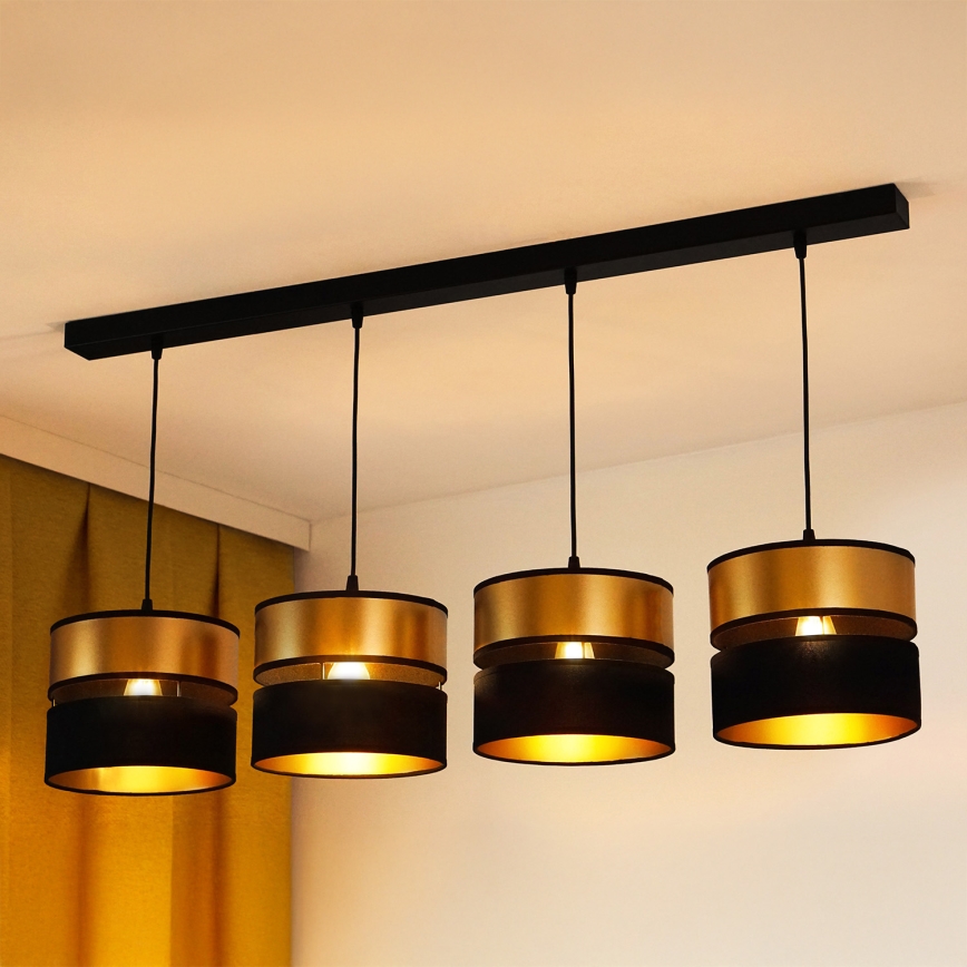Brilagi - Suspension filaire ROYAL 4xE27/15W/230V noir/doré