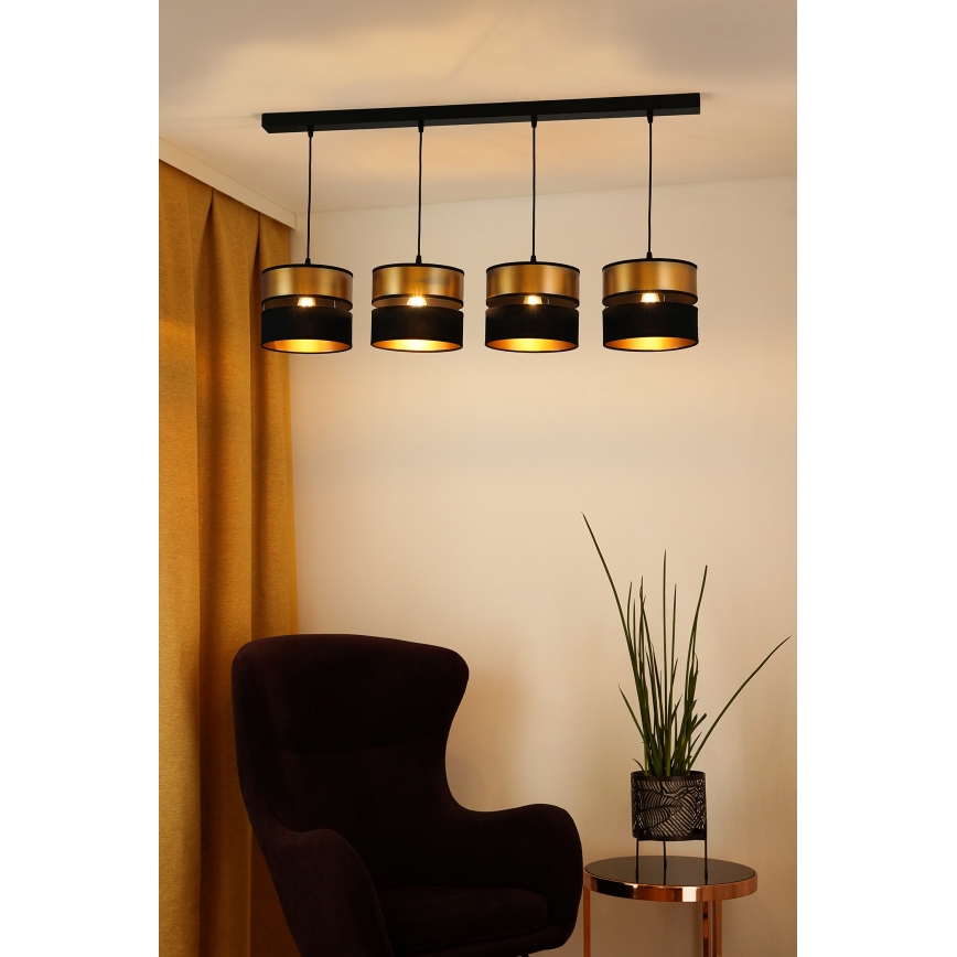 Brilagi - Suspension filaire ROYAL 4xE27/15W/230V noir/doré