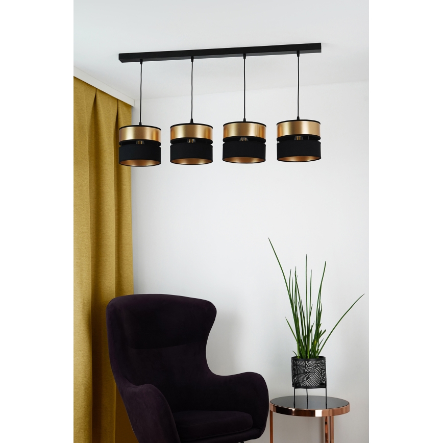 Brilagi - Suspension filaire ROYAL 4xE27/15W/230V noir/doré