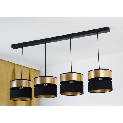 Brilagi - Suspension filaire ROYAL 4xE27/15W/230V noir/doré