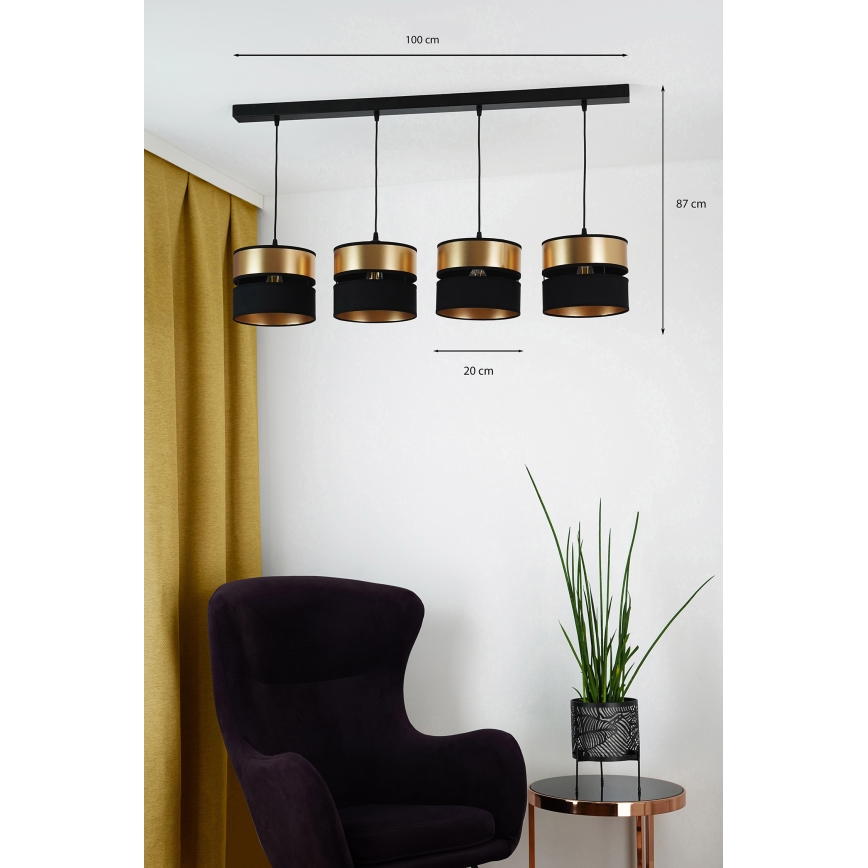Brilagi - Suspension filaire ROYAL 4xE27/15W/230V noir/doré