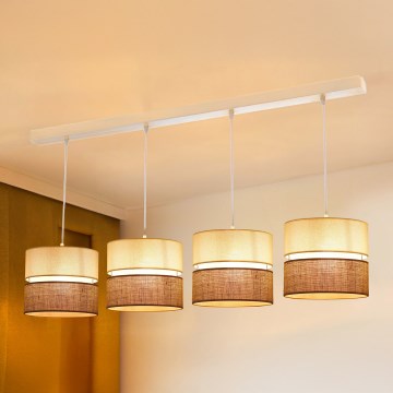 Brilagi - Suspension filaire ROYAL YUTE 4xE27/15W/230V beige/crème/blanc