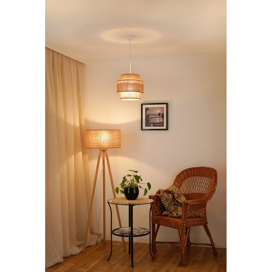 Brilagi - Suspension filaire SPACE YUTE 1xE27/15W/230V d. 25 cm beige/blanc