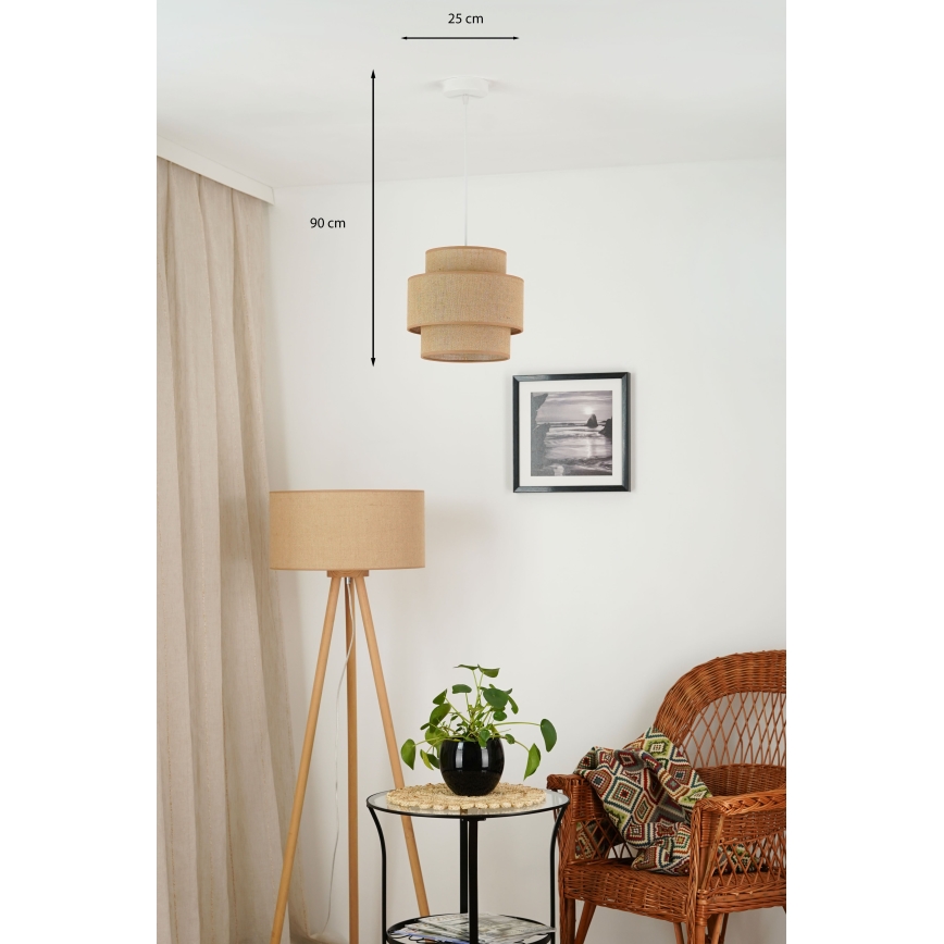 Brilagi - Suspension filaire SPACE YUTE 1xE27/15W/230V d. 25 cm beige/blanc
