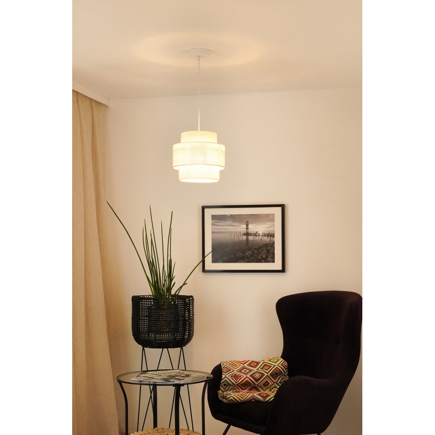 Brilagi - Suspension filaire SPACE YUTE 1xE27/15W/230V d. 25 cm crème/blanc
