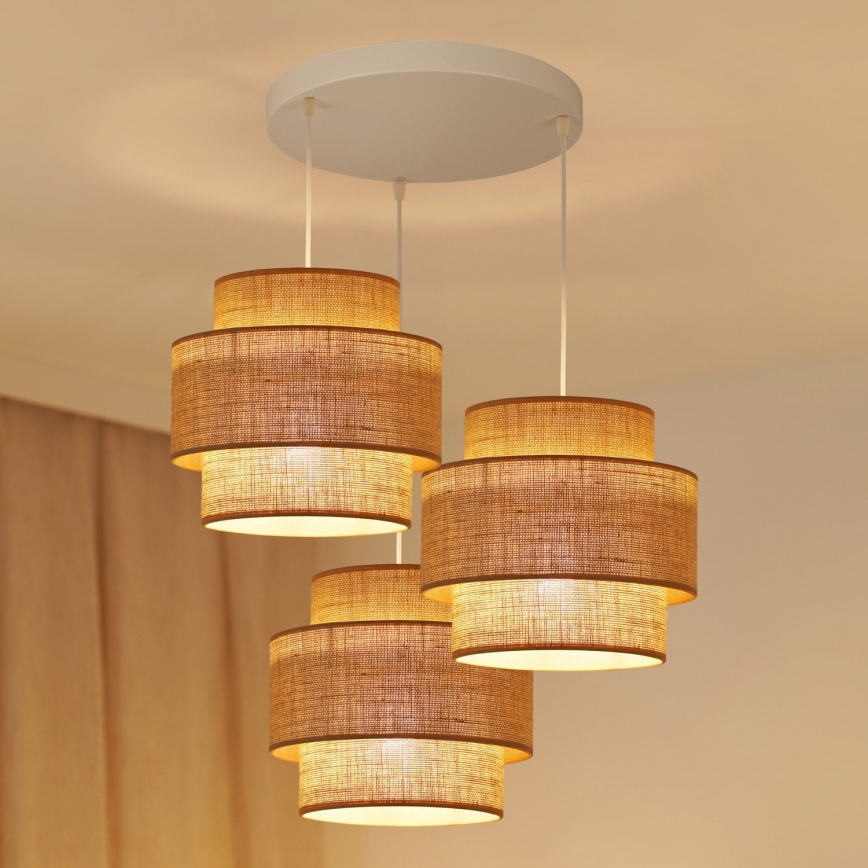 Brilagi - Suspension filaire SPACE YUTE 3xE27/15W/230V beige/blanc