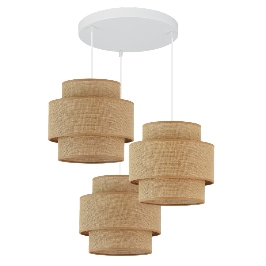 Brilagi - Suspension filaire SPACE YUTE 3xE27/15W/230V beige/blanc