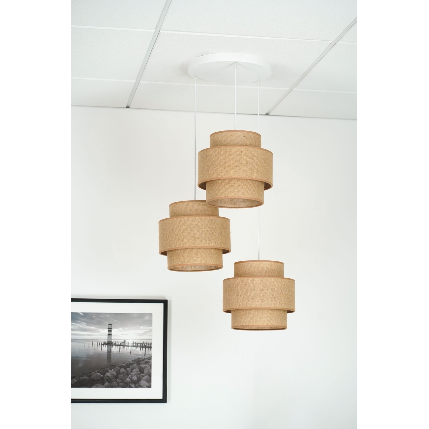 Brilagi - Suspension filaire SPACE YUTE 3xE27/15W/230V beige/blanc