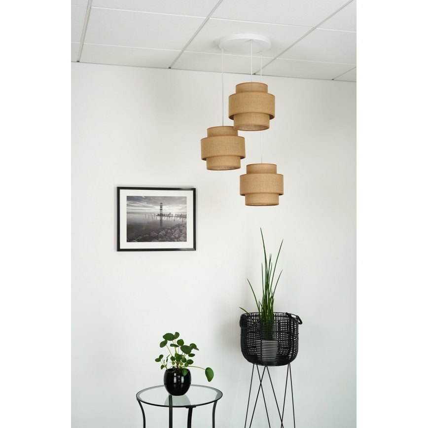 Brilagi - Suspension filaire SPACE YUTE 3xE27/15W/230V beige/blanc
