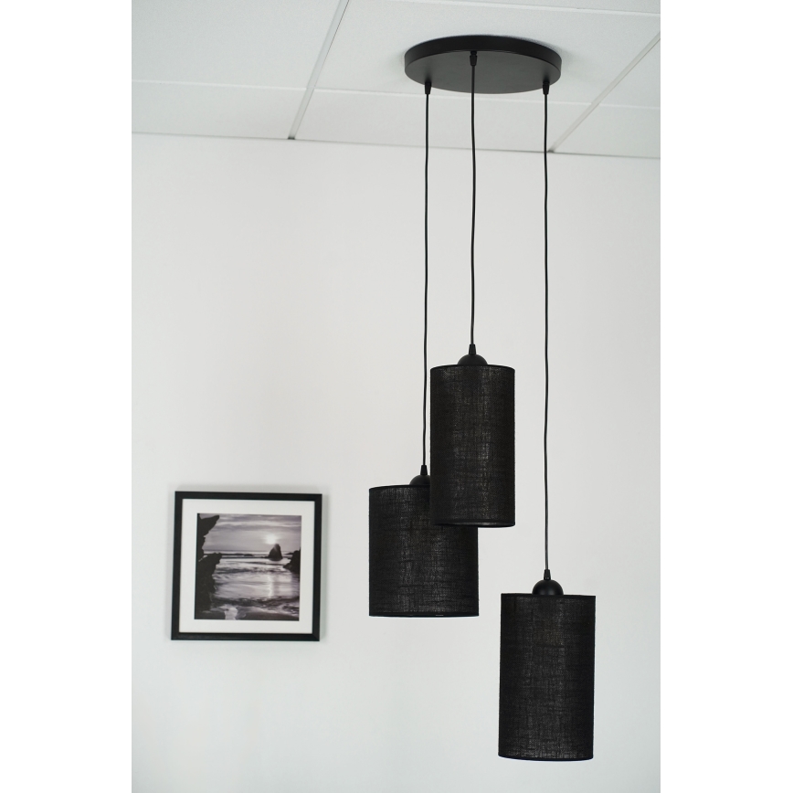 Brilagi - Suspension filaire TUBES 3xE27/15W/230V noir