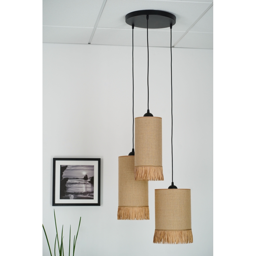 Brilagi - Suspension filaire WINNETOU TUBES 3xE27/15W/230V marron/noir