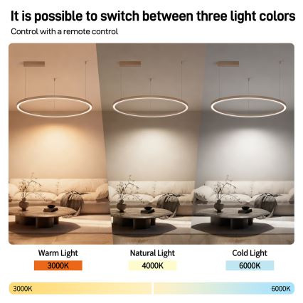 Brilagi - Suspension LED dimmable sur câble PORTOFINO LED/60W/230V 3000-6000K Ø 80 cm beige + télécommande