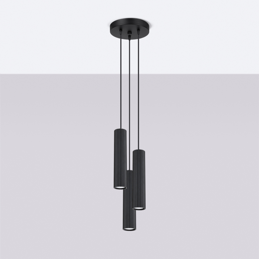 Brilagi - Suspension LED CRESTO sur câble, 3x GU10/10W/230V, noir