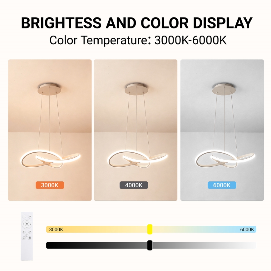 Brilagi - Suspension LED dimmable sur câble INFINITY LED/55W/230V 3000-6000K 50 x 50 cm beige + télécommande