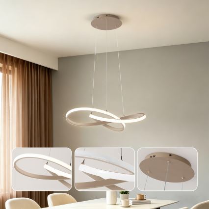 Brilagi - Suspension LED dimmable sur câble INFINITY LED/55W/230V 3000-6000K 50 x 50 cm beige + télécommande