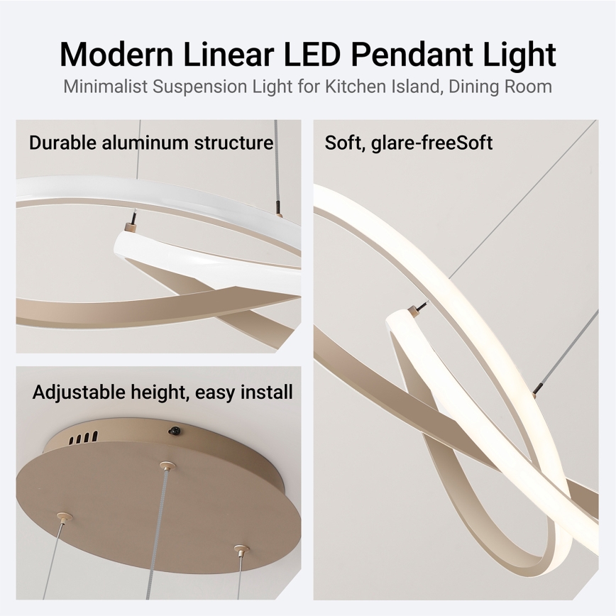 Brilagi - Suspension LED dimmable sur câble INFINITY LED/55W/230V 3000-6000K 50 x 50 cm beige + télécommande