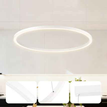 Brilagi - Suspension LED dimmable sur câble PORTOFINO LED/60W/230V 3000-6000K Ø 80 cm blanche + télécommande
