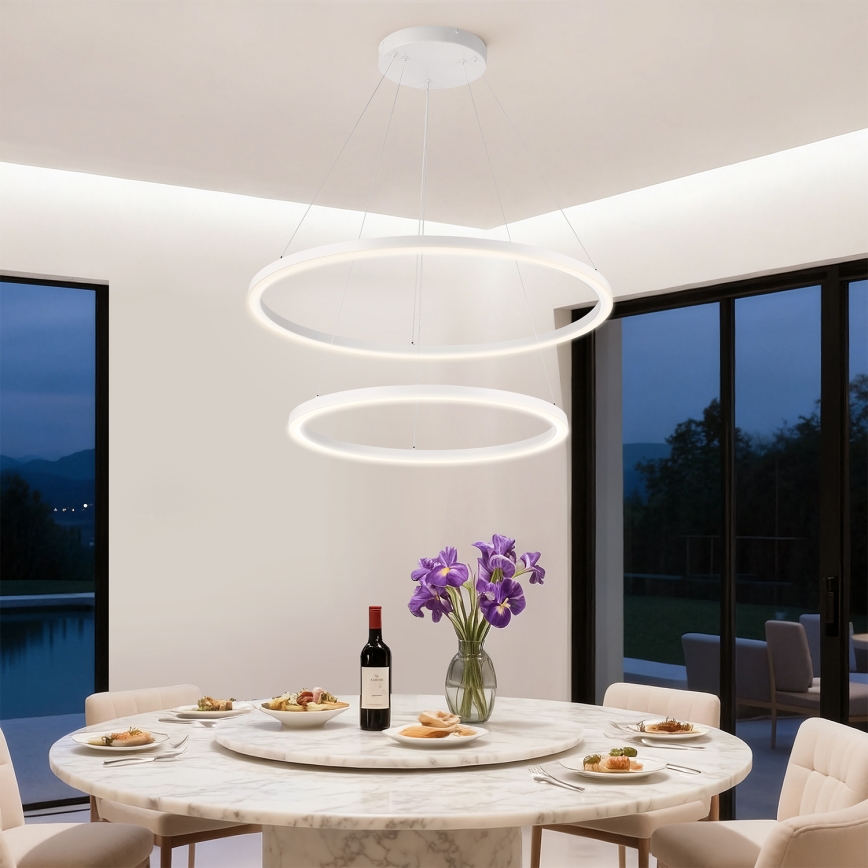 Brilagi - Suspension LED dimmable sur câble PORTOFINO LED/98W/230V 3000-6000K Ø 80 cm blanc + télécommande