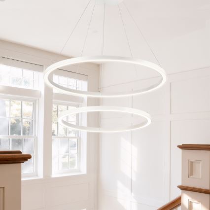 Brilagi - Suspension LED dimmable sur câble PORTOFINO LED/98W/230V 3000-6000K Ø 80 cm blanc + télécommande