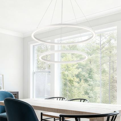 Brilagi - Suspension LED dimmable sur câble PORTOFINO LED/98W/230V 3000-6000K Ø 80 cm blanc + télécommande