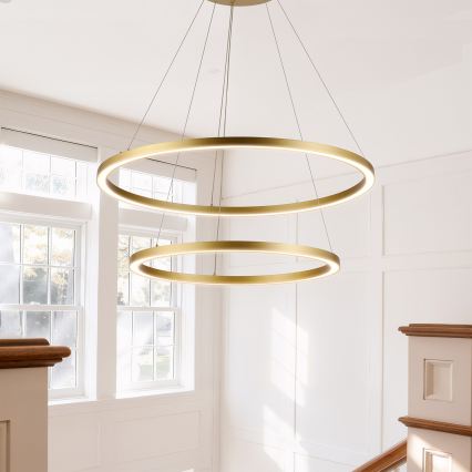 Brilagi - Suspension LED dimmable sur câble PORTOFINO LED/98W/230V 3000-6000K ø 80 cm dorée + télécommande