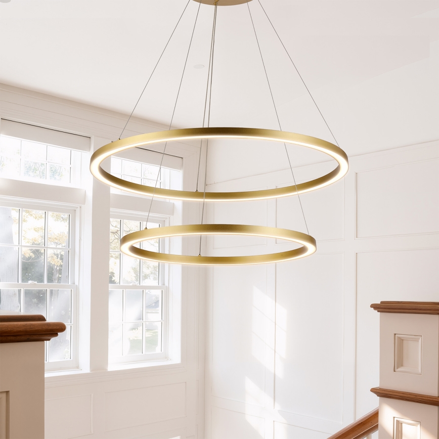 Brilagi - Suspension LED dimmable sur câble PORTOFINO LED/98W/230V 3000-6000K ø 80 cm dorée + télécommande