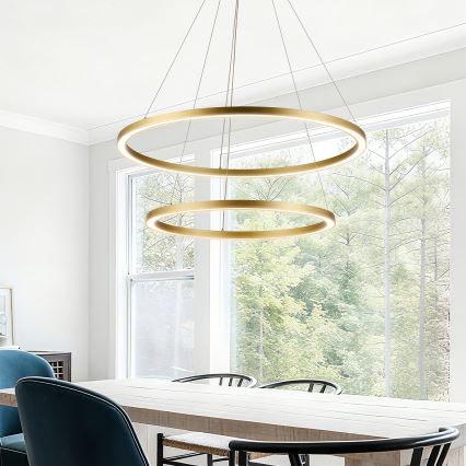 Brilagi - Suspension LED dimmable sur câble PORTOFINO LED/98W/230V 3000-6000K ø 80 cm dorée + télécommande