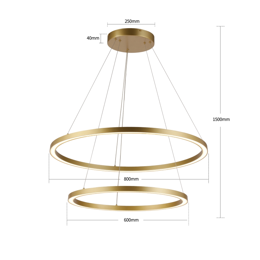 Brilagi - Suspension LED dimmable sur câble PORTOFINO LED/98W/230V 3000-6000K ø 80 cm dorée + télécommande