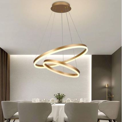 Brilagi - Suspension LED dimmable CIRCLE LED/70W/230V 3000-6500K Ø 60 cm, finition dorée, télécommande incluse