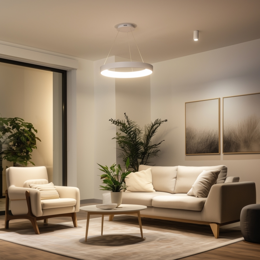 Brilagi - Suspension LED dimmable sur câble FALCON II LED/99W/230V 3000-6500K Ø 60 cm blanche + télécommande