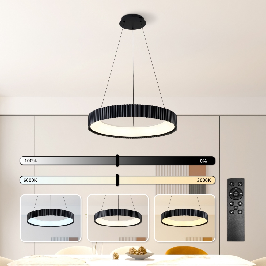 Brilagi - Suspension LED dimmable sur câble FALCON MODERN LED/54W/230V 3000-6500K Ø 60 cm noire + télécommande