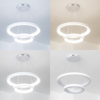 Brilagi - Suspension LED dimmable sur câble FALCON SLIM LED/68W/230V 3000-6500K Ø 50 cm blanc + télécommande incluse
